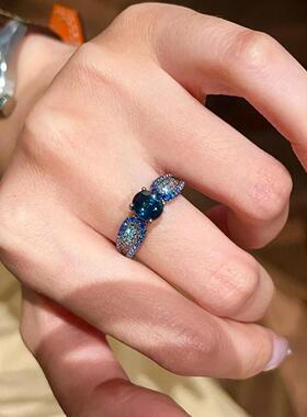 新款鹅蛋形伦敦蓝锆石渐变蓝尖晶