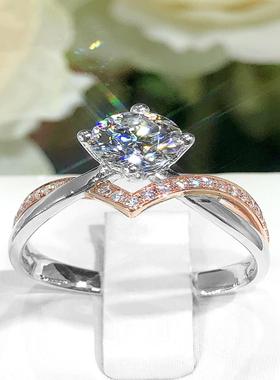 新款创意网红V型皇冠戒指镀pt950