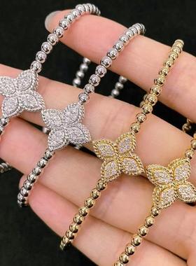 法式复古摩根花弹力绳双面翻转可