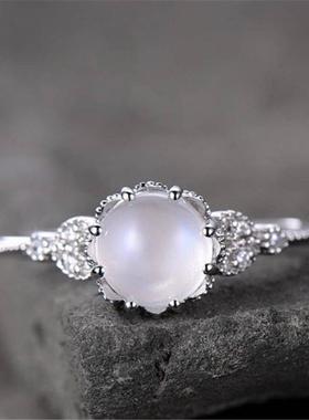 臻荣ebay热卖月光石镶钻戒指欧美