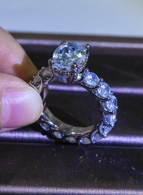 臻荣欧美满钻莫桑石戒指碎钻异形