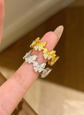 Vintage中古风金色拉丝镶钻超仙