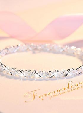 臻荣镀925银手链女韩版简约个性