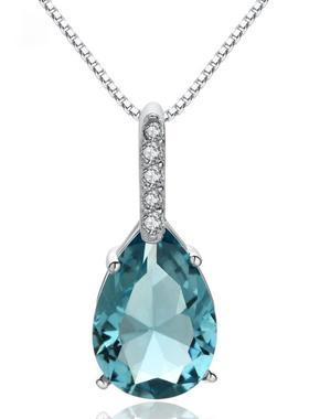 臻荣合成蓝水晶托帕石吊坠水滴