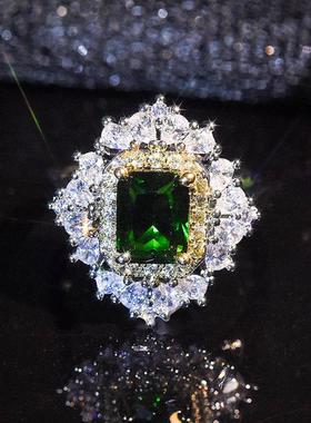 超闪奢华镶嵌祖母绿仿绿宝石开口