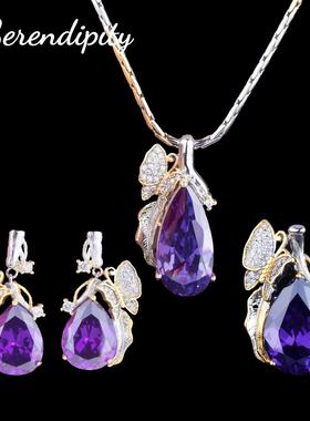 复古双色金超仙花蝴蝶套装芬达色