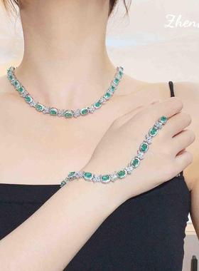 高定人工帕拉伊巴绿碧玺项链重工