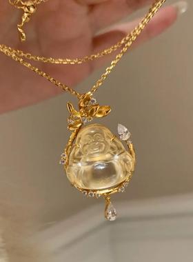 新中式超美仙气莲花金佛公吊坠