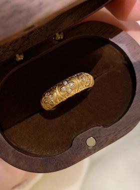 法式复古老钱风灯笼四叶草戒指