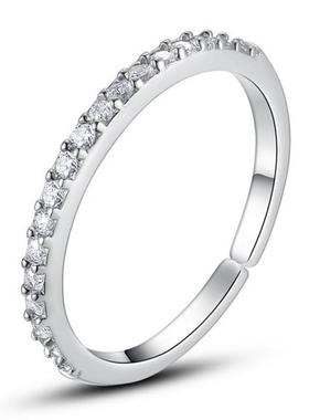 热卖女款韩版单排满钻开口戒指
