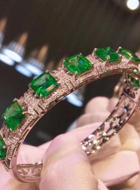 新款仿真天然祖母绿手镯镀18k