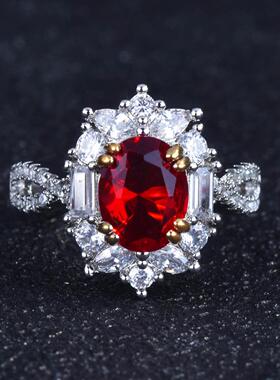 新款高定3克拉人工红宝石戒指