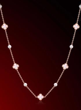 法式复古高贵镶嵌仿真珍珠粉贝