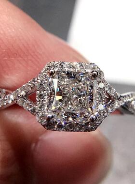 臻荣wish热卖6mm新款公主方钻戒