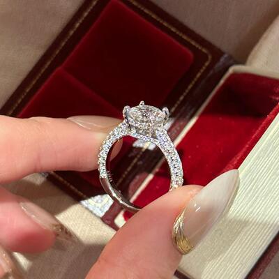 轻奢气质2克拉八心八箭超闪锆石