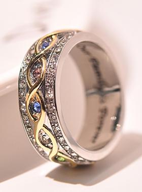 wish热卖新款镀18k黄金满钻双色