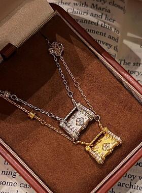 新中式四叶草拉丝凤凰小金锁包