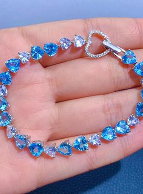 新款仿天然瑞士蓝托帕石高级手链