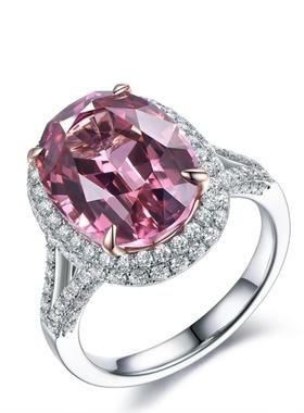 臻荣珠宝5克拉合成粉碧玺戒指女