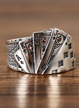 快手霸气男士戒指创意扑克牌
