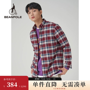衬衫 红色商务牛津纺中格纹圣诞穿搭长袖 男士 BEANPOLE滨波