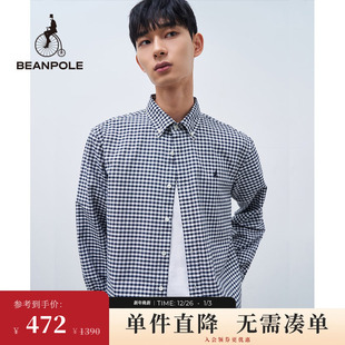 衬衫 休闲上衣商务慵懒棉麻朝阳格长袖 男款 BEANPOLE滨波