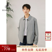 浅灰色休闲翻领衬衫 BEANPOLE滨波 男士 型夹克外套