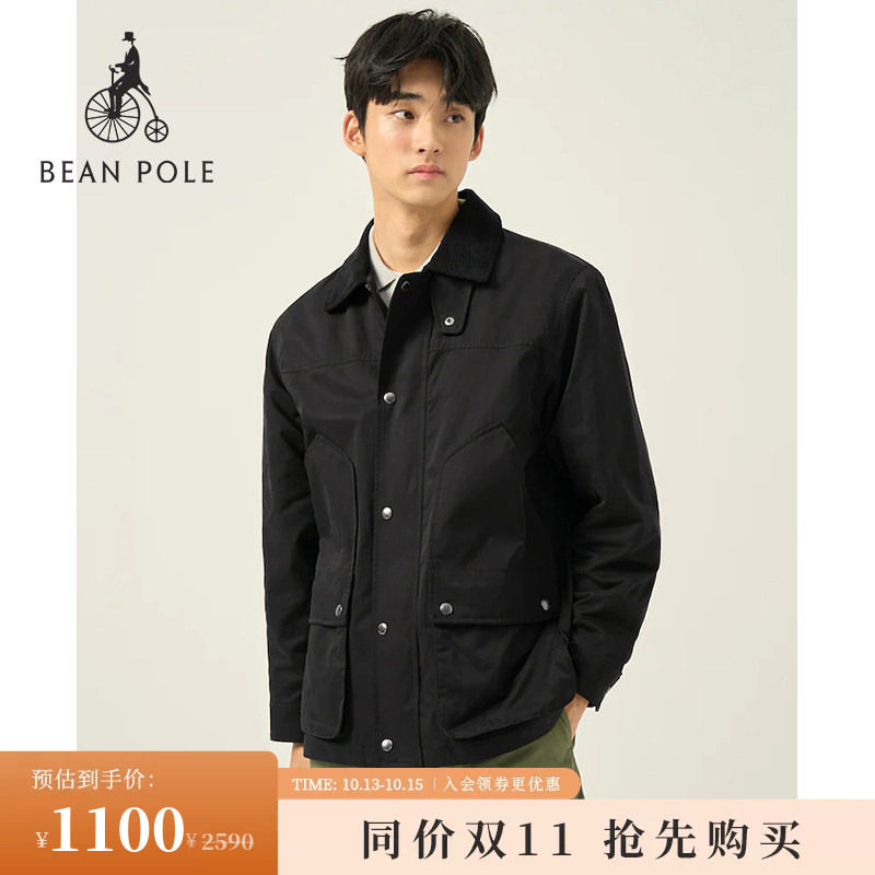 BEANPOLE滨波 男士复古工装风通勤休闲灯芯绒领拼接休闲夹克外套