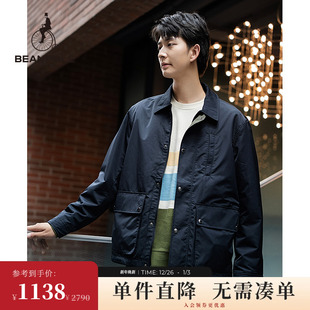 风夹克藏青色商务休闲风通勤长袖 工装 狩猎外套 男士 BEANPOLE滨波