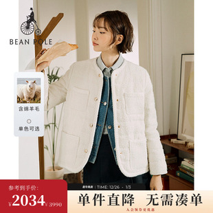 BEANPOLE滨波 含绵羊毛 2025女士粗花呢小香风棉服 新品