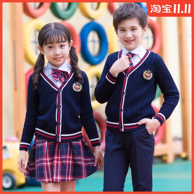 幼儿园园服儿童英伦风套装男女童毛衣学院小学生校服班服演出春秋