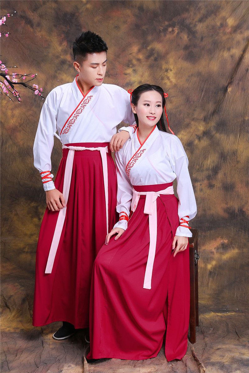 影视古装改良汉服刺绣祥云竹子中式儒风古装平民女扮男装演出服