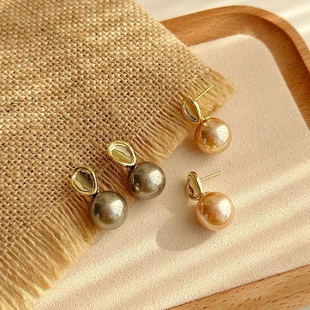 无耳洞蚊香盘耳夹灰色珍珠耳环吊坠女新款 小众轻奢高级感耳饰耳钉