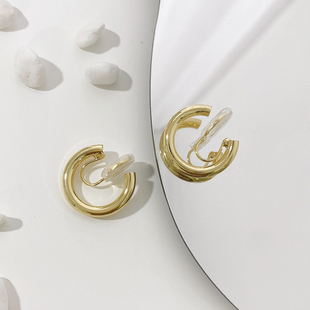 简约圆环蚊香盘耳夹无痛耳环女ins欧美冷淡风C型圆圈无耳洞耳饰品
