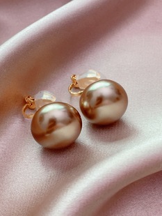 高颜值香槟色气质耳环免打孔优雅复古珍珠夸张耳夹无耳洞