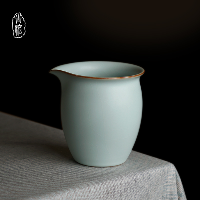 景德镇汝窑公道杯陶瓷分茶器家用公杯功夫茶具纯手工汝瓷茶海青瓷