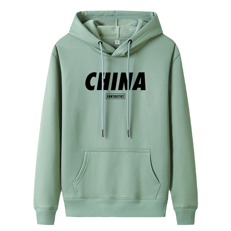 简约连帽纯棉套头卫衣男