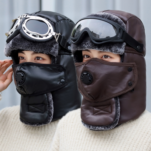 高品质皮帽子冬季保暖皮质雷锋帽