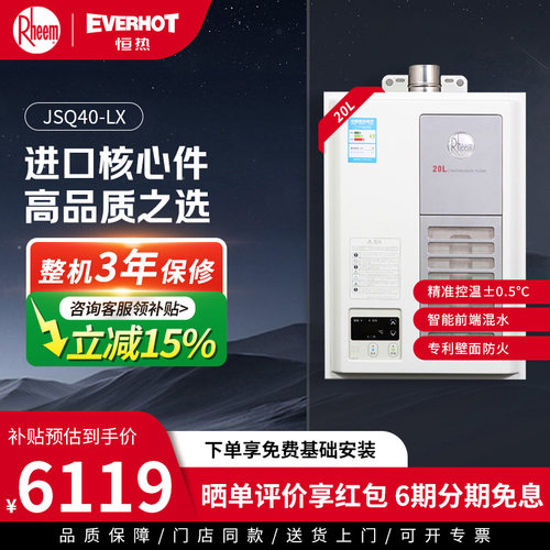 美国瑞美20L恒温燃气热水器