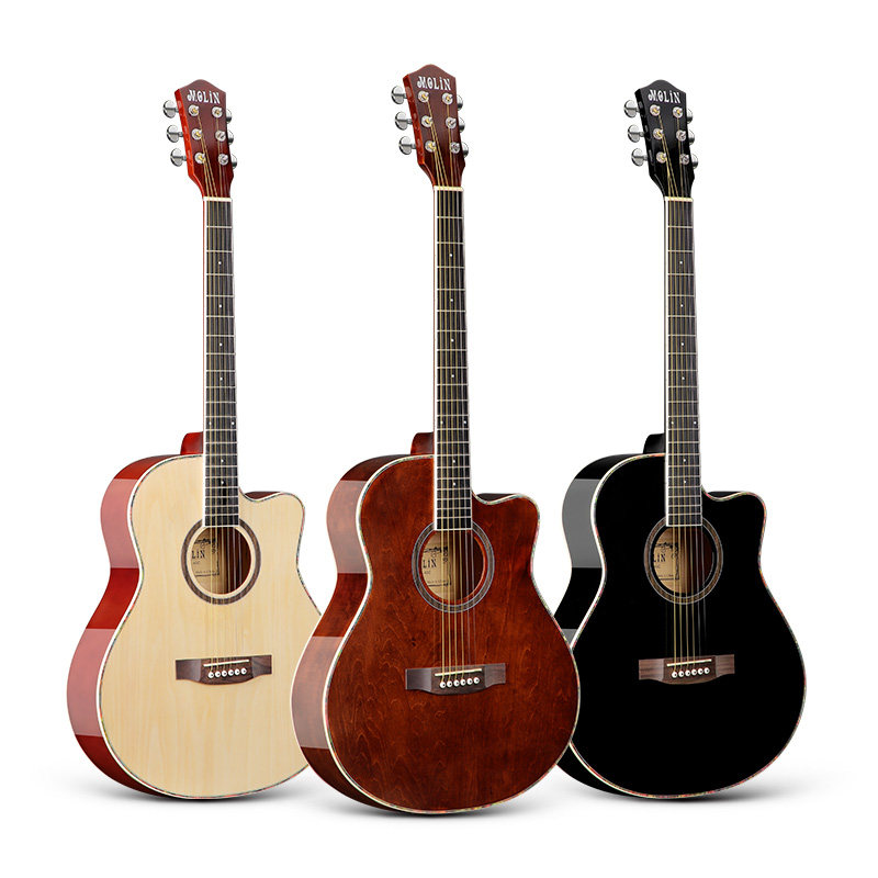 40寸41寸民谣吉他亮光初学者新手入门学生木吉它男女练习成人乐器