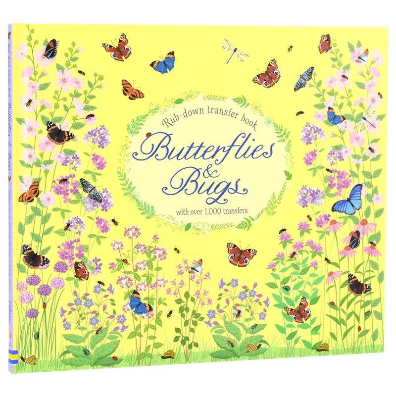 Usborne英文原版 Rub-Down Transfer Book 蝴蝶花园转印刮刮贴纸书 儿童英语美术贴纸 艺术启蒙活动图书 英文原版正版进口