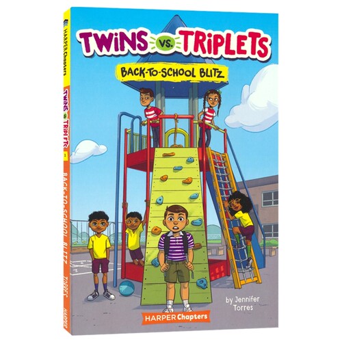 【自营】Twins vs. Triplets Back-To-School Blitz 双胞胎大战三胞胎1 返校突击队 搞笑章节小说 英语读物 桥梁书 英文原版图书