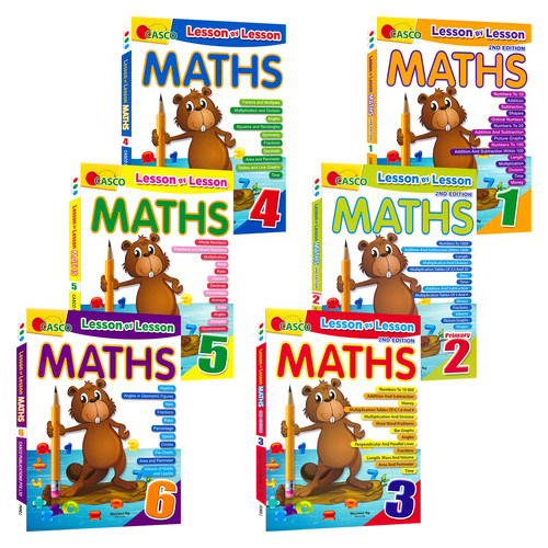 Casco Lesson-by-Lesson Maths 1-6 新加坡数学 小学数学课课练 基础数学 小学阶段教辅  学练结合 英文原版进口图书