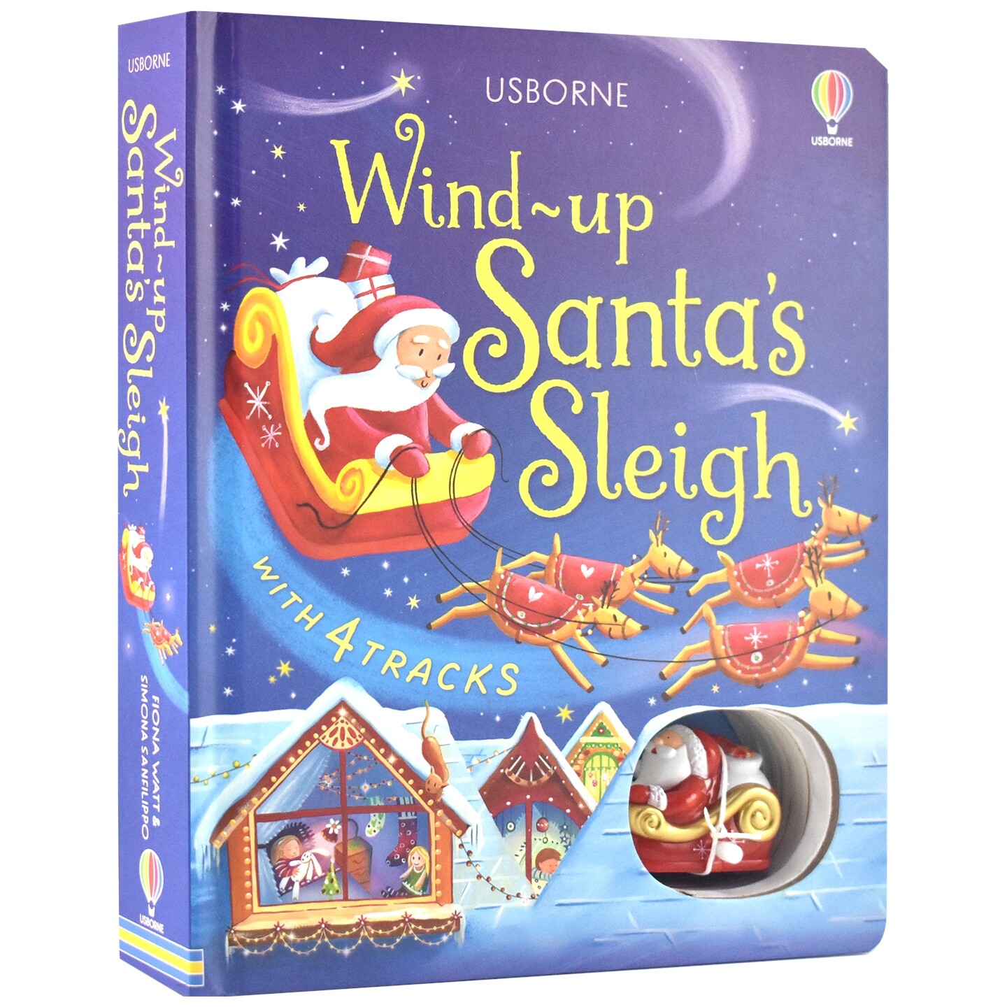 Usborne Wind-Up Santa's Sleigh 尤斯伯恩 圣诞老人的雪橇 发条玩具轨道车书 事物认知 儿童英语故事绘本 英文原版进口图书