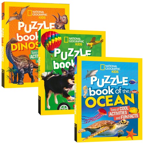 【自营】Puzzle Book Tons of cool activities and fun facts 恐龙海洋儿童出行益智游戏 字谜数独单词搜索迷宫找不同 英文原版
