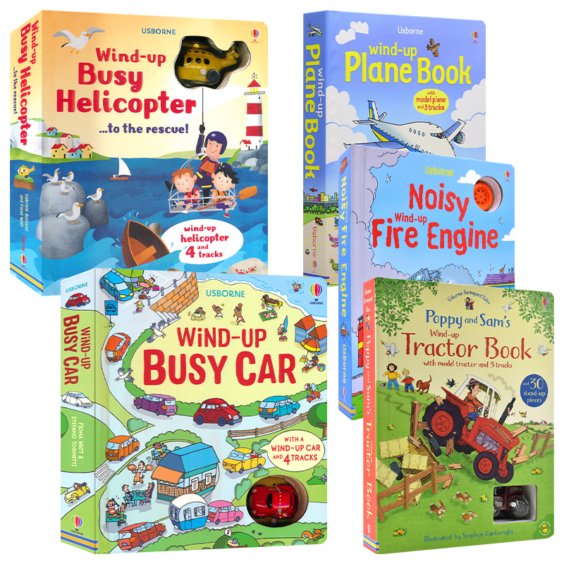Usborne Wind-Up Busy Car 尤斯伯恩发条玩具轨道书 小汽车 英语早教启蒙认知 亲子读物 绘本纸板书 英文原版进口儿童图书