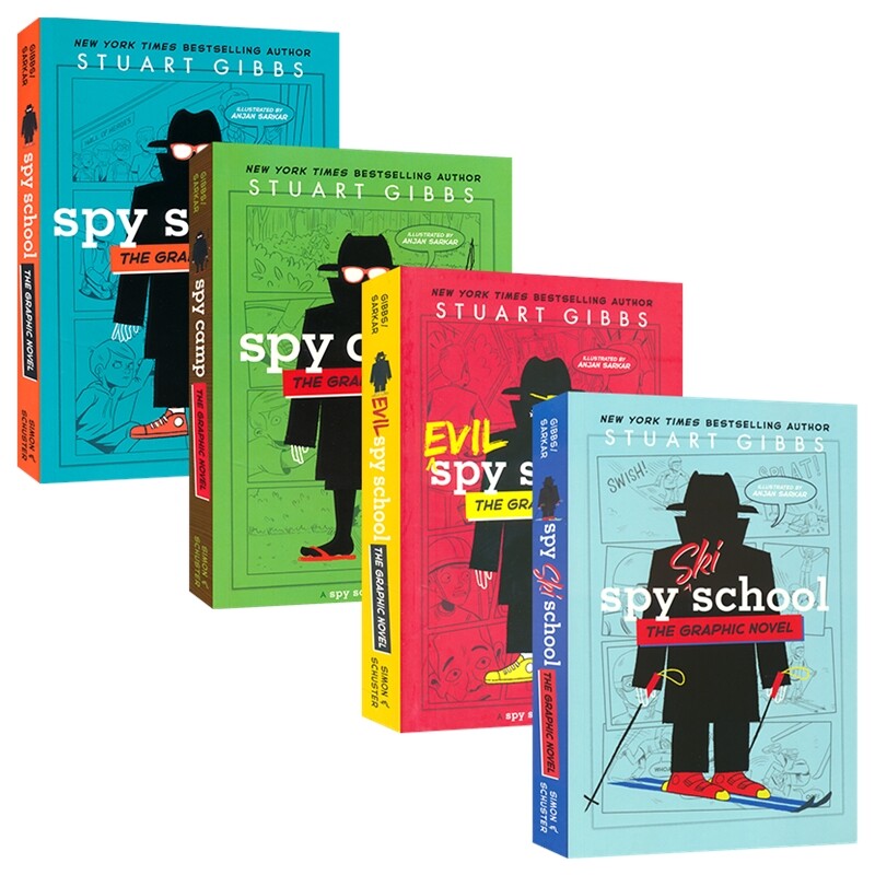 Spy School Graphic Novel 间谍学校 英文原版全彩漫画书1-4册 滑雪学校 间谍营 邪恶的间谍学校 小学英语课外读物 9-12岁儿童图书