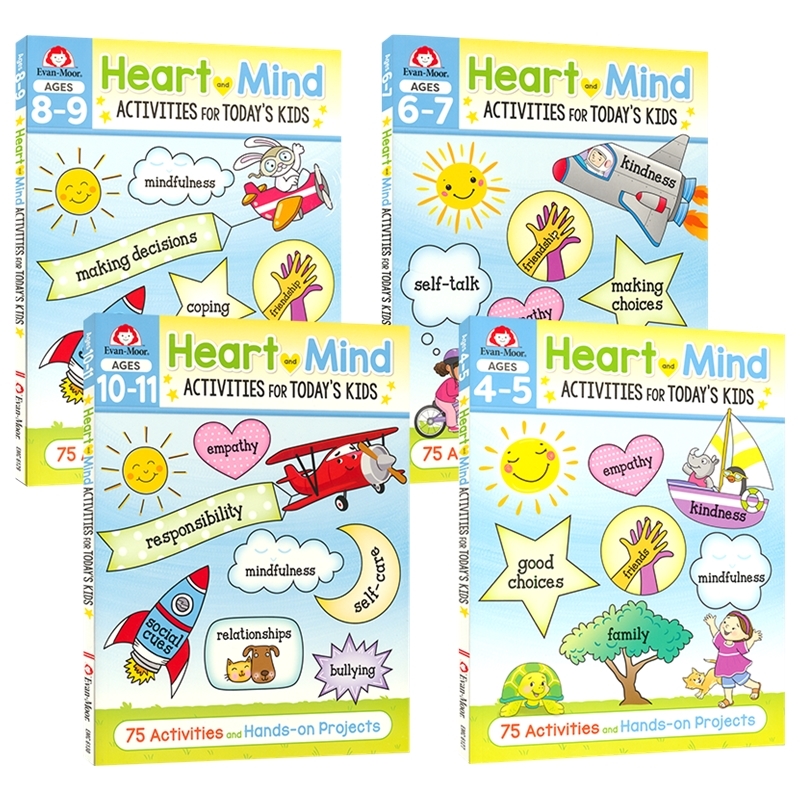 【自营】Evan-Moor Heart And Mind Activities For Today's Kids 美国加州教辅幼儿心智成长手册 4-11岁 全彩练习 英文原版