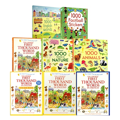 Usborne 1000 自然动物少儿百科科普 英语法语西班牙语单词书 英文原版进口儿童图书