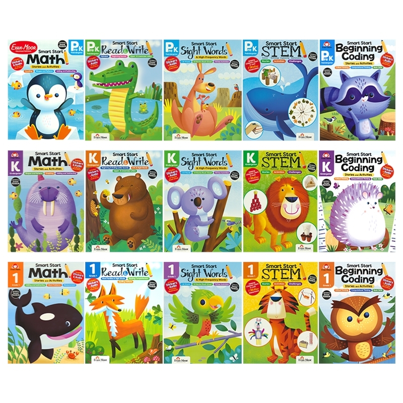 Evan-Moor Smart Start Math 美国教辅聪慧启蒙系列数学高频词编程STEM 幼儿园-一年级 儿童英语练习册 英文原版进口图书